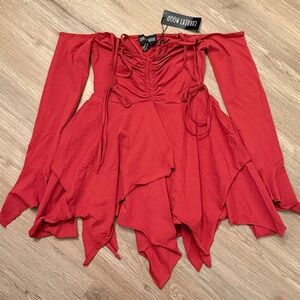 Current Mood Asymmetrical Red Dress